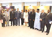 Some of the  Ambassadors who attended the 15th commemoration of the Genocide, with Rwandau2019s Ambassador Venetia Sebudandi.