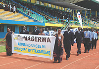 Magerwa staff march on Labour Day.