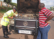 A traffic police officer inspects a vehicle during the exercise last week. (Courtsey Photo).