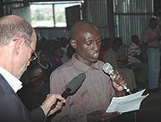 One of the ex-FDLR combatants recounts his ordeal in DRC to the UNSC delegation on Sunday (Photo J Mbanda)