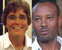 L-R: IN THE COUNTRY: Monika Staab, Ferwafa VP: Vedaste Kayiranga.
