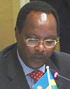 Energy Minister Dr Albert Butare making his presentation in Rome during the Summit (Coursey Photo)