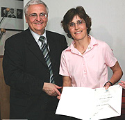 Monica Staab (R) with a DFB delegate.