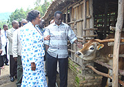 PM tours a dairy farm owned by Antoinette Munyekuzo in Nyamabuye sector (Photo D.Sabiiti)