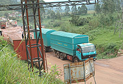A transit goods truck crosses to Rwanda through Gatuna border.