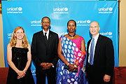 President Kagame and Mrs Kagame with the Kaia Miller and Jonathan Goldstein, Co-Chairs of the New England Board of US Fund for UNICEF, at the Childrenu2019s Champion Award Dinner in Boston