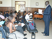 High Court President Johnston Busingye takes Ugandan law students through Rwandan judicial system at the Supreme Court. (PhotoGBarya).