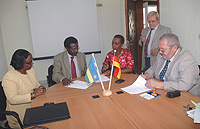 L-R Prisca Mujawayezu(Deputy CEO of PSF), Dr. Anastase Kimonyo, Director General of RBS, Enata Dusenge (Human resource Director, Electrogaz), Bedenbecker Thomas. (Photo J Mbanda) 