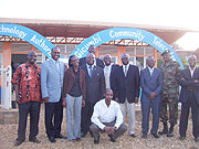 Dr.Hamadour Toure poses in a group photo with Gicumbi district leaders and telecentre officials on Wednesday. (Photo: A. Gahene)