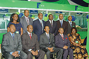 H.E. President Kagame, Financce Minister James Musoni with KCB Board at the launch of the bank's cross list shares thursday