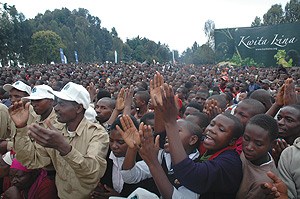 Residents of Kinigi couldnu2019t hide their enthusiasm at the Kwita Izina ceremony yesterday. (Photo/ J Mbanda)