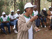 Dr. Mukankomeje speaking to survivors (Photo F. Ntawukuriryayo)