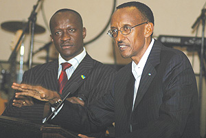President Kagame delivers a speech at a banquet for the African stars at Serena hotel on Monday. (Photo/J. Mbanda)