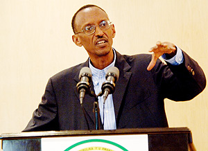 President Paul Kagame at the press conference yesterday (PPU photo)