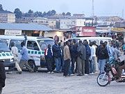 Some of the drivers waiting for the Wednesday meeting in Muhanga-Photo D.Sabiiti