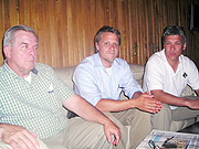 Dr. Mark Craw Ford, Carl Wilkens and Matt Meader. (Photo: S. Rwembeho)