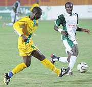 Atraco captain Jean Shyaka in action during the semi-final clash against Nathare United. The former Kiyovu and APR midfielder has the chance to lift the Kagame  Cup on his teamu2019s first attempt. (Photo/M. Ayuro)