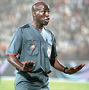 Ugandan referee Mufta Ngobi who handled the tough TP Mazembe-El Merreikh match,+ handed in the report. (Photo/ M. Ayuro)