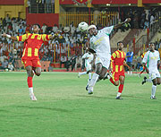 Defender Aloua Gaseruka heads away a dangerous El Merreikh cross in the opening stages. Atraco stunned pre-tournament favourites, El Merreikh 1-0 win the 2009 Kagame Cup in Khartoum, Sudan. (Photo/M. Ayuro)