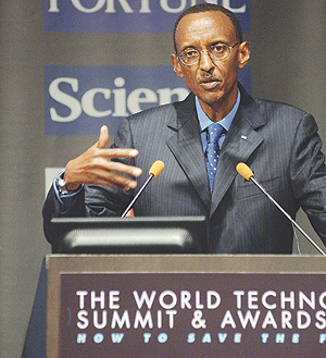  President Paul Kagame addressing  the world technology summit.