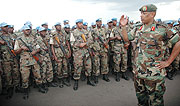 Lt Gen Patrick Nyamvumba addressing a Darfur-bound RDF contingent. He has been approved as the top commander of the UN mission.