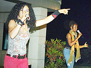 Ana Rokafella  and Rha Goddess rocking to the crowd (photo by H. Goodman).