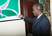 Health Minister Dr Richard Sezibera signs in approval of accreditation process for Laboratories in Africa(Photo J Mbanda)
