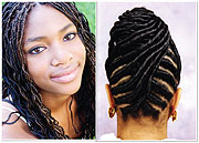 L-R:Micro-braids,Twist braids