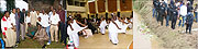 L-R:Dukundane family members (Not in Uniform)in a layer visiting the genocide survivors in St.Andre secondary school;Dukundane family performing in a wedding ceremony;Dukundane family remembering those who perished in Rubavu (Photo F.Ndoli).