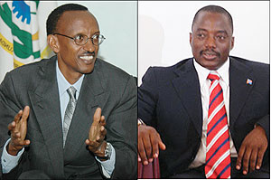 L-R:President Paul Kagame;President Joseph Kabila