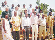 PhD students pursuing their studies in Sweden with their supervisors and staff from NUR during the workshop (Photo: P. Ntambara)