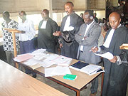 Respondents in the Italia Solidale case and their lawyers before the judge during the trial last month (Photo E Mutara)