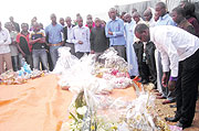 Studentsu2019 leaders pay their respect to Murambi Genocide victims. (Photo / P. Ntambara)