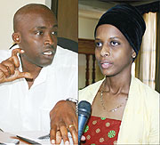 L-R:Felicien kagisha Electoral coordinator  of Kigali City;Mutagoma Madina new woman councillor of Kigali Ciry . 