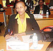 Munyangaju Aurore Mimosa at the on-going 9th East African Banking school conference in Kampala(photo F.Kanyesigye).