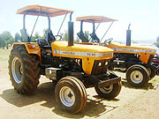The  newly  acquired South African made tractors by Kihere district.Photo S Rwembeho