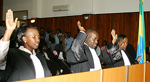 Some of the new lawyers being sworn-in yesterday (Photo F. Goodman)
