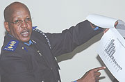 Police spokesman John Uwamungu addressing the press yesterday. (Photo/ F. Goodman)