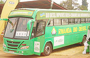 A Bio Diesel powered  bus on display at the IRST stand at the ongoing mini-expo in Huye town. (Photo: P. Ntambara)