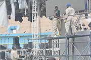 Silk eventsu2019 staff in preparation of todayu2019s Guma Guma concert at Amahoro Stadium.