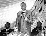 L-R Minister Protais Mitali, MP Jean Thierry Karemera, and Emmanuel Sibomana, AERG-KCE chairman. (Photo / D. Sabiiti)