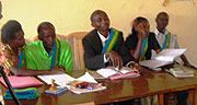 Gacaca court judges during the trial.