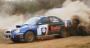 Olivier Costa crusing his Subaru Impreza in the Zambia Rally before he dropped out with a failed gear box. (File photo)