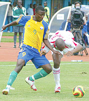 LOANED: Elias Uzamukunda, seen here in action against Mali in the opening game of the African Youth Championship, has been loaned to FC Nantes by APR.