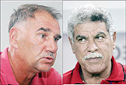 L-R:Amavubi coach: Branko Tucak;Egypt coach: Hassan Shehata