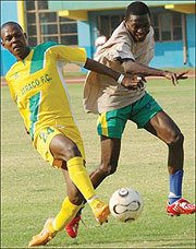 Atracou2019s Andre Lomami (L) is one of those players in talks about a new contract. (File Photo)