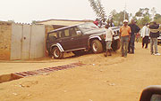 One of the vehicles that lost balance during the driving tests in Rugarama Cell, Remera Sector.