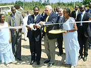 Minister Butare launching the water scheme. (Photo S Rwembeho)