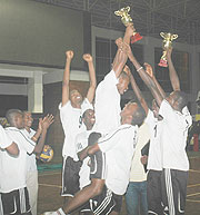 APR players Jubilate after winning a sensational third  consecutive league trophy. (Photo / F. Goodman)