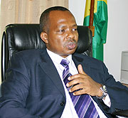 Vincent Karega stressing a point during the interview